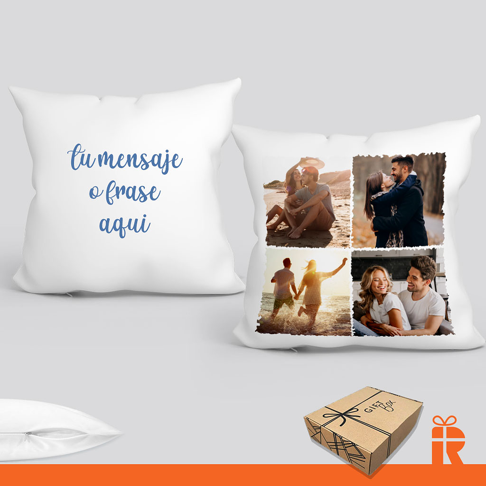 Cojín diseño collage 4 fotos personalizadas 4
