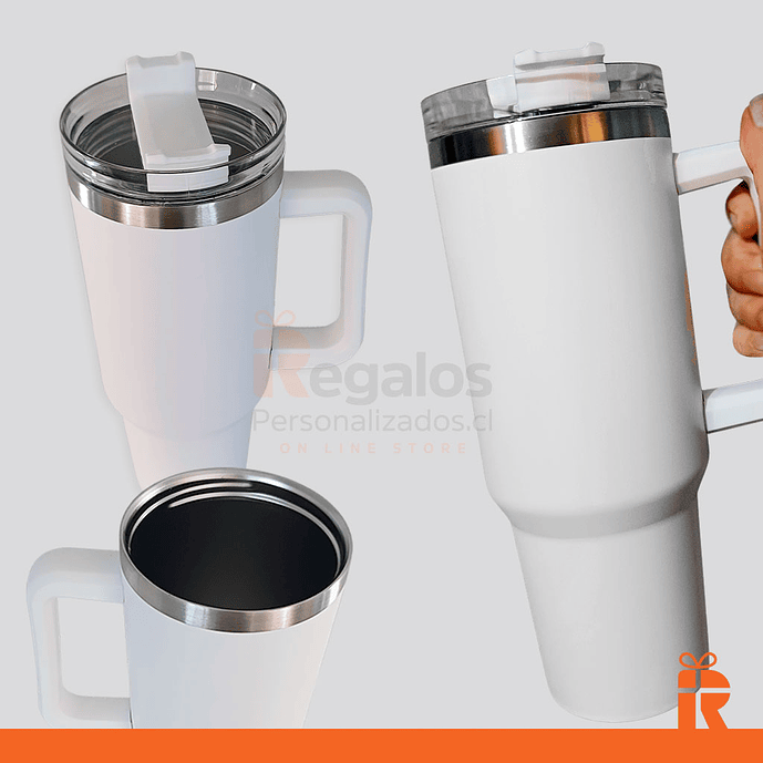 Vaso térmico 1.2lt blanco mate personalizado 2