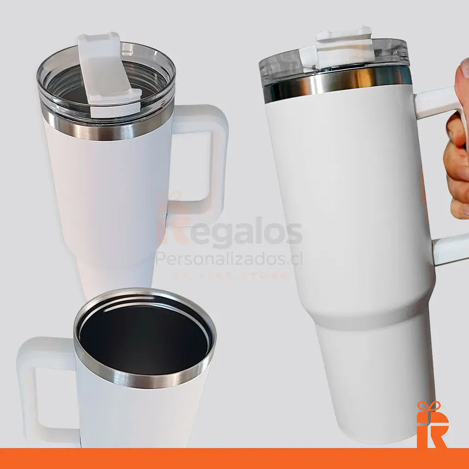 Tumbler térmico 1.2lt blanco personalizado 3