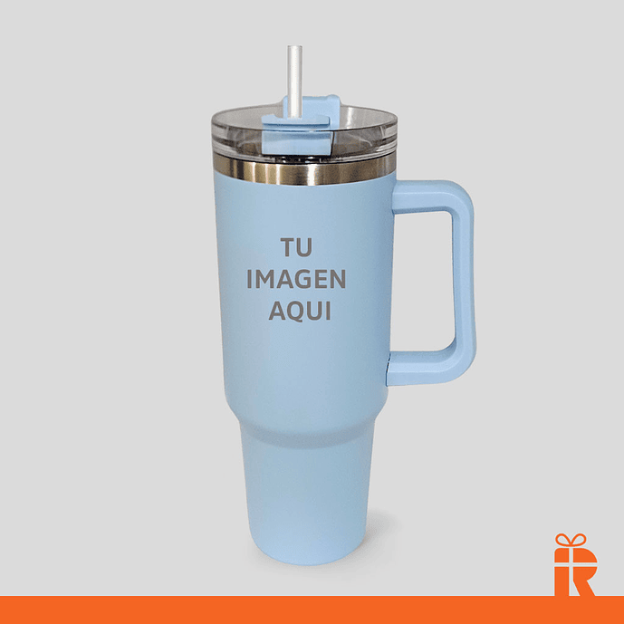 Vaso térmico 1.2lt celeste mate personalizado 1