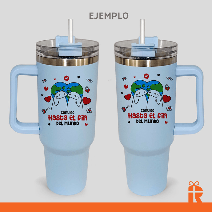 Vaso térmico 1.2lt celeste mate personalizado 3