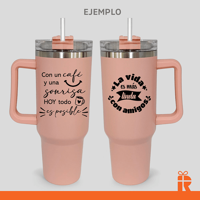 Vaso térmico 1.2lt rosa mate personalizado 3