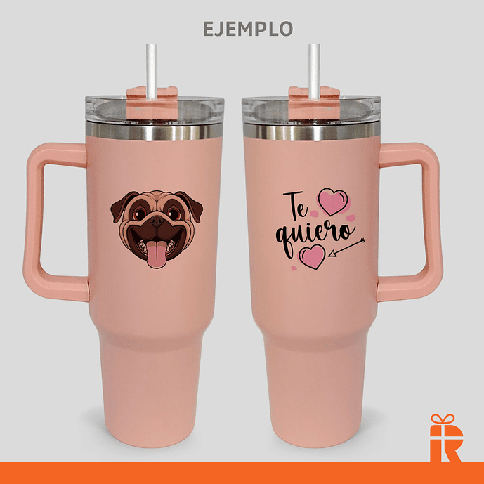 Vaso térmico 1.2lt rosa mate personalizado 4