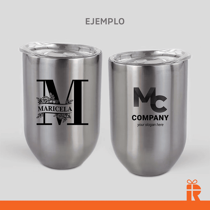 vaso térmico plateado acero inoxidable personalizado 3