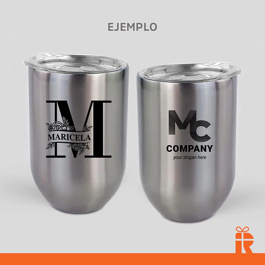 vaso térmico plateado acero inoxidable personalizado 3