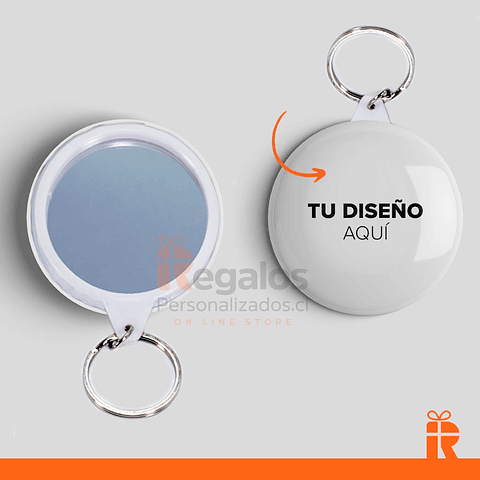 Chapita llavero espejo 58mm personalizado 