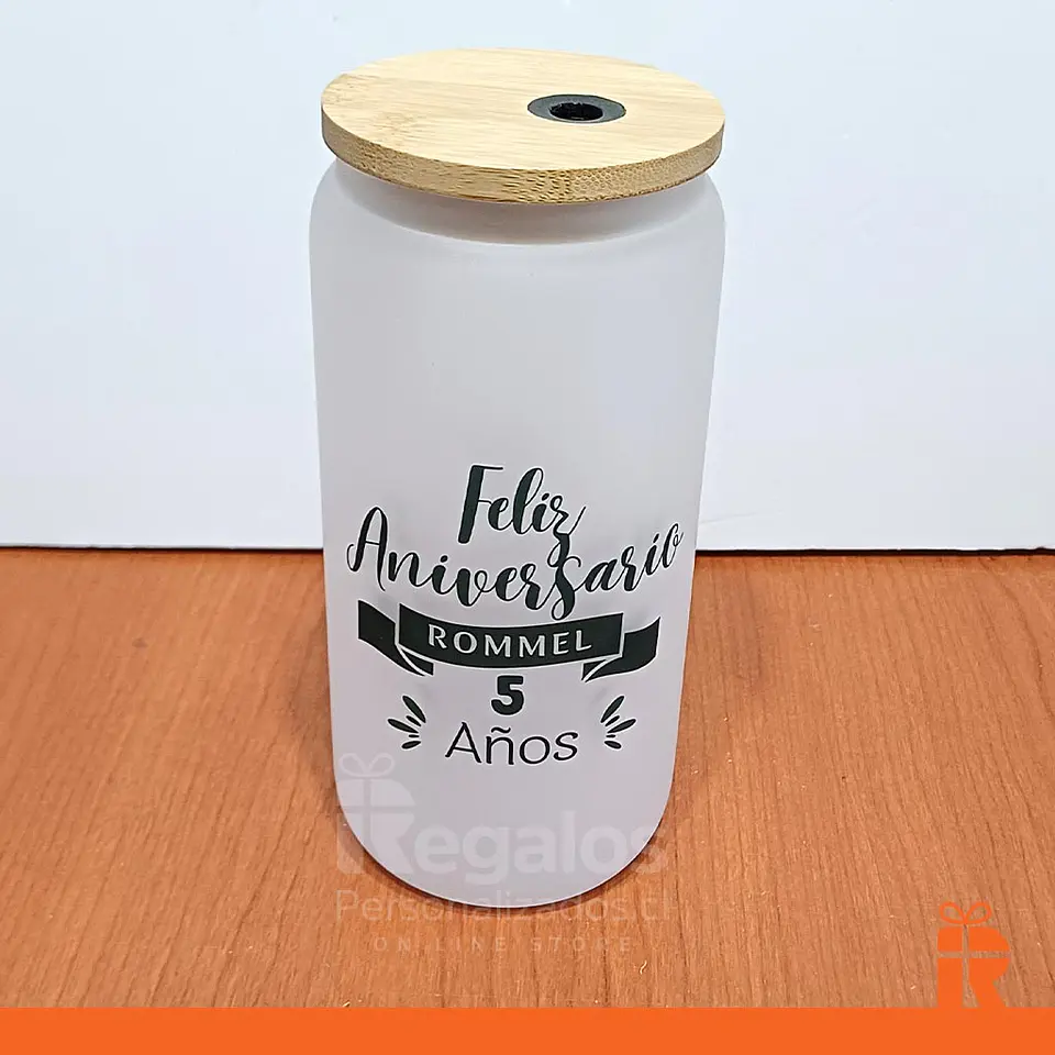 Vaso lata empavonado, tapa bambú 3