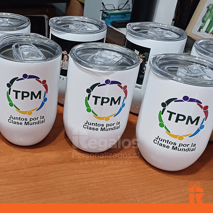 Vaso térmico blanco acero inoxidable porsonalizado 3