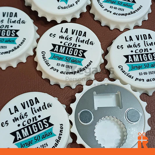 Destapador magnético blanco tapa botella personalizado x mayor 4