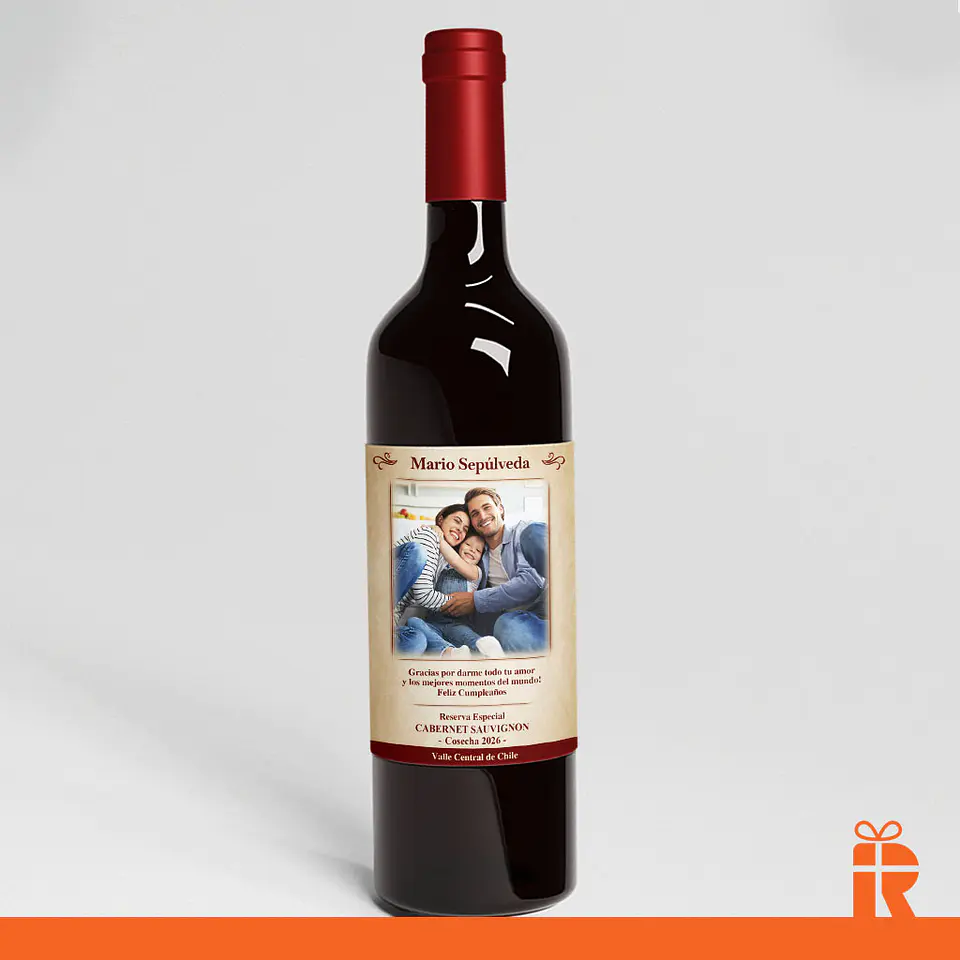 Vino 750ml. etiqueta foto y frase personalizada 2