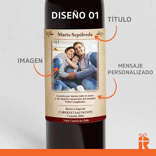 Vino 750ml. etiqueta foto y frase personalizada 3