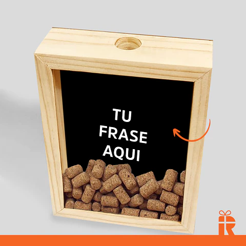Alcancía guarda corchos 30x40cm frase personalizada