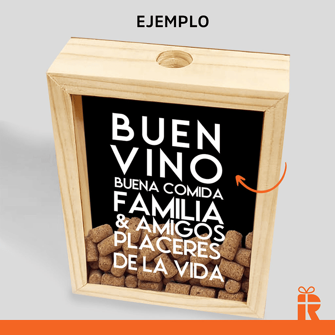 Alcancía guarda corchos 30x40cm frase personalizada 3