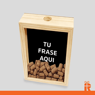 Alcancía guarda corchos 20x30 frase personalizada