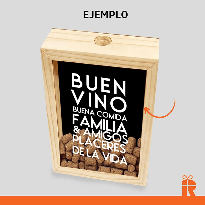 Alcancía guarda corchos 20x30 frase personalizada 2