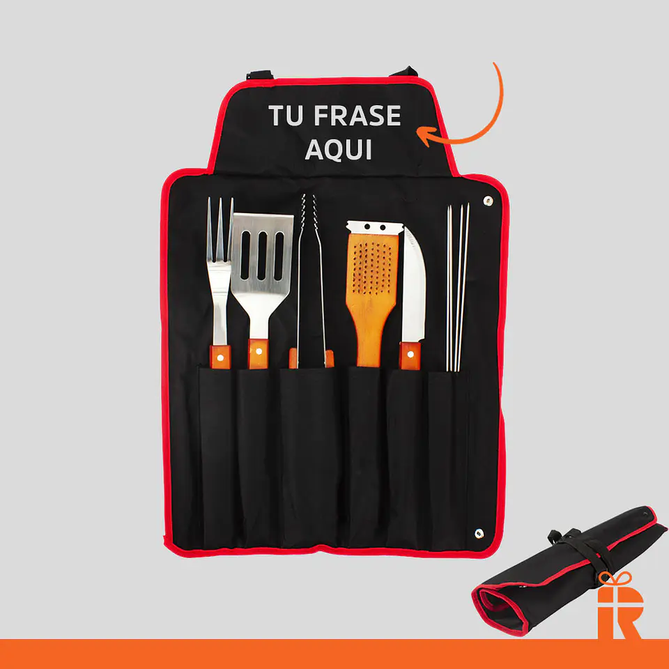 Pechera Parrillera con  herramientas, frase personalizada 1