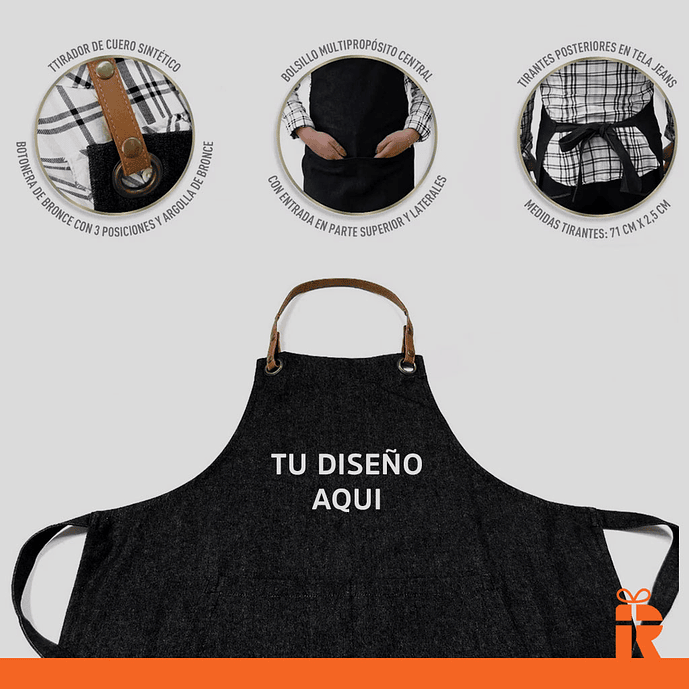 Pechera unisex jeans negro personalizada 2