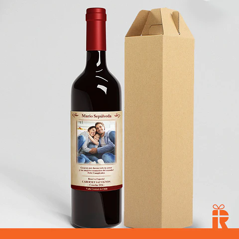 Vino 750ml. etiqueta foto y frase personalizada