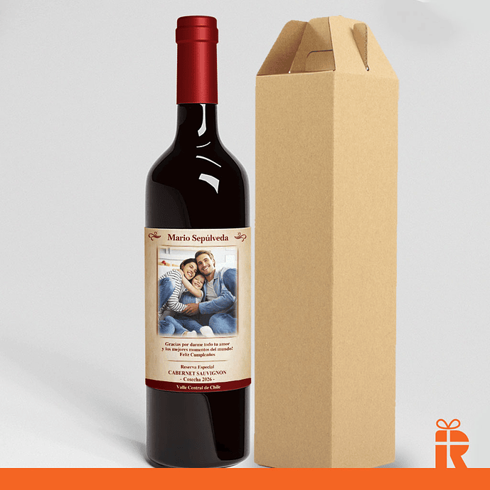 Vino 750ml. etiqueta foto y frase personalizada 1
