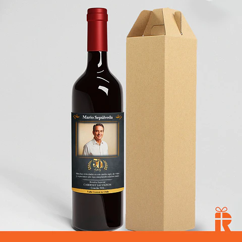 Vino 750ml. diseño cumpleaños con foto