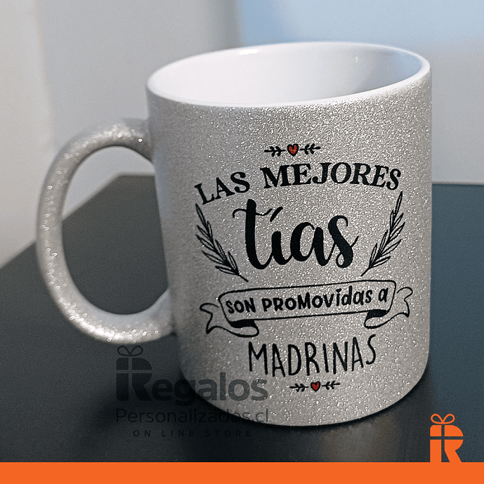 Tazón glitter plateado diseño Madrina 2