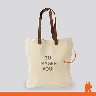 Bolsa canva asas cuero personalizadas