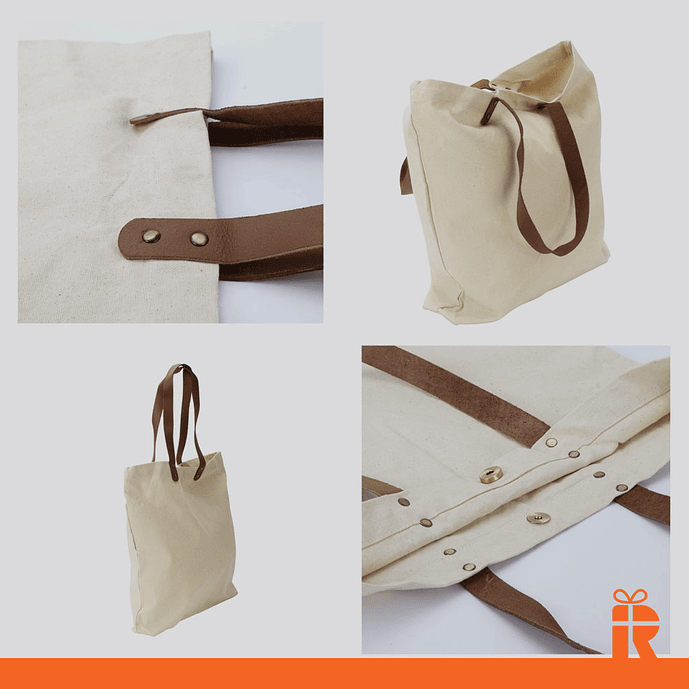 Bolsa canva asas cuero personalizadas 2