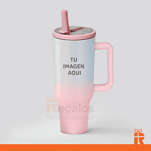 Vaso térmico 1.2lt bicolor rosa personalizado