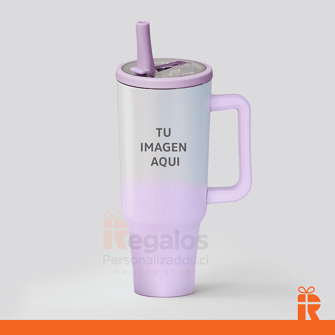 Vaso térmico 1.2lt bicolor lila personalizado 1