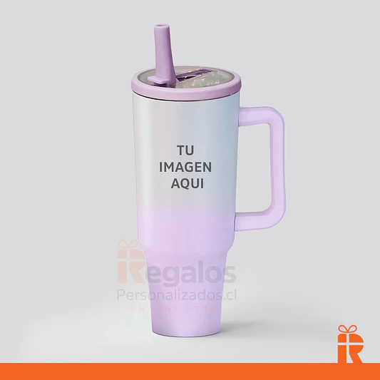 Vaso térmico 1.2lt bicolor lila personalizado 1