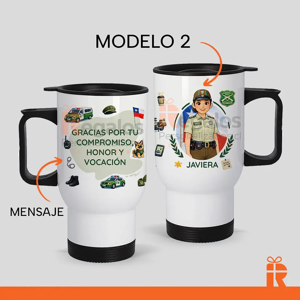 Mug térmico diseño carabinera 3
