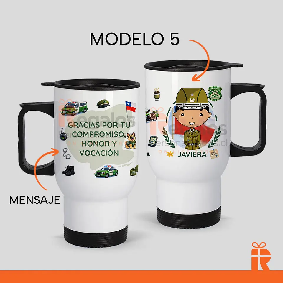 Mug térmico diseño carabinera 6