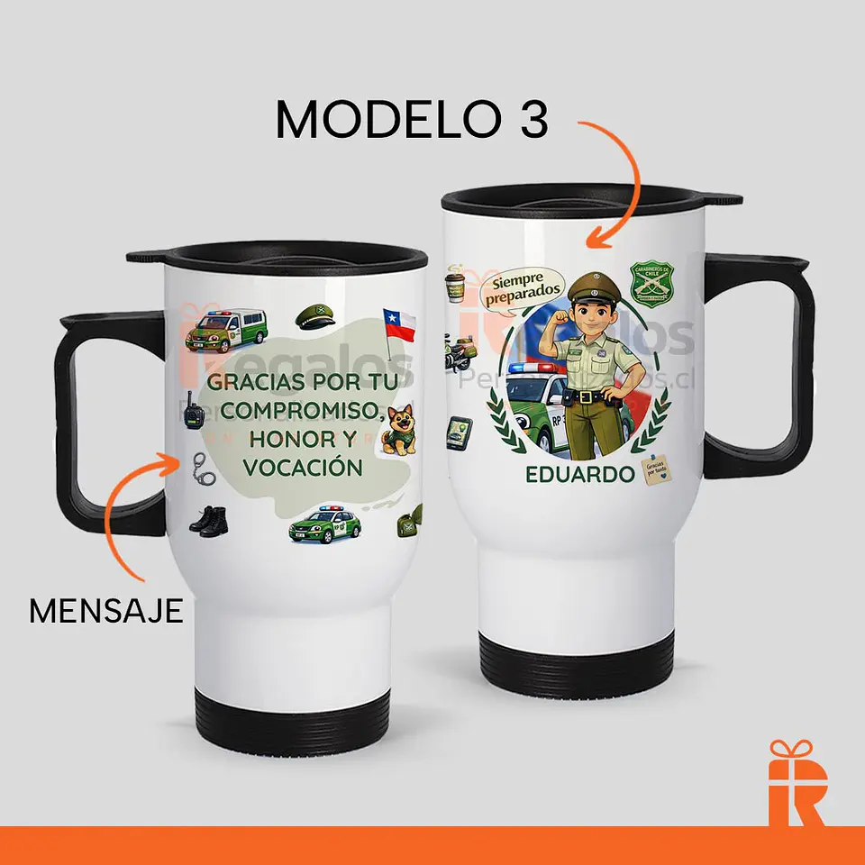 Mug térmico diseño carabinero 4