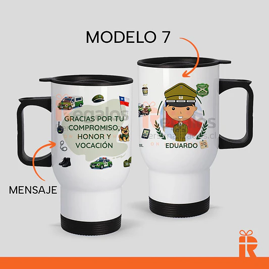 Mug térmico diseño carabinero 8