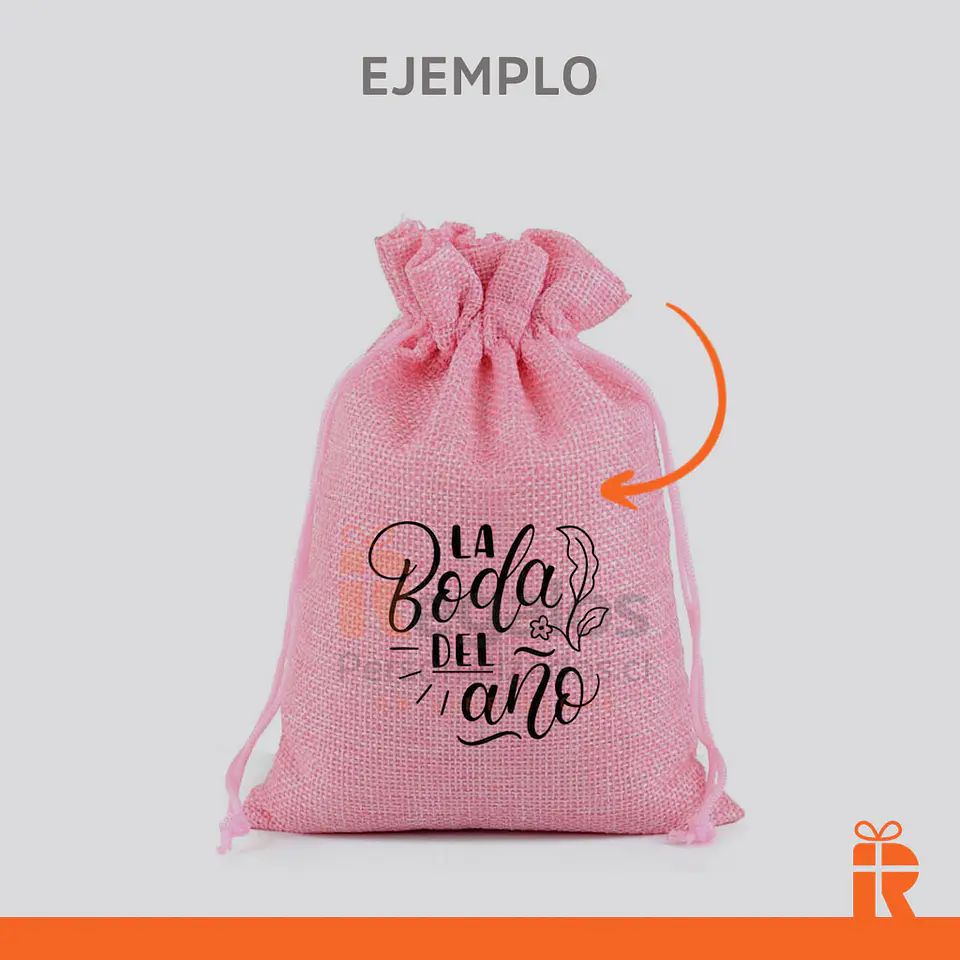 Saco arpillera 13x18cm rosado personalizado 3