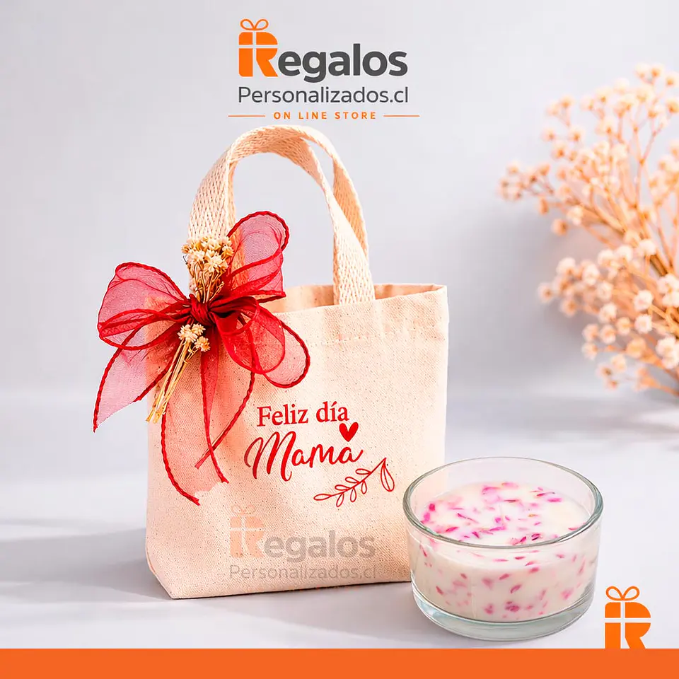 Bolsa de algodón + vela en vidrio 1