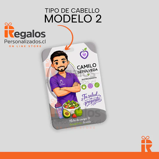Porta credencial diseño Nutricionista varón 3