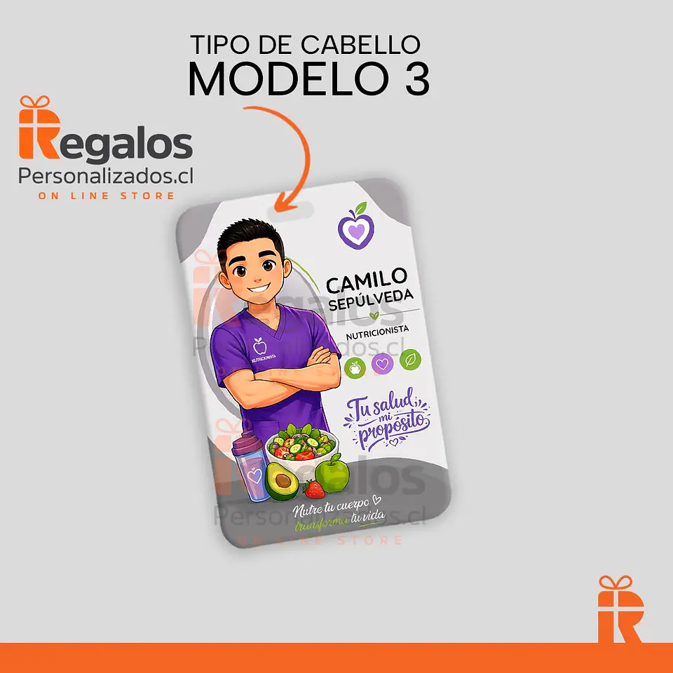 Porta credencial diseño Nutricionista varón 4