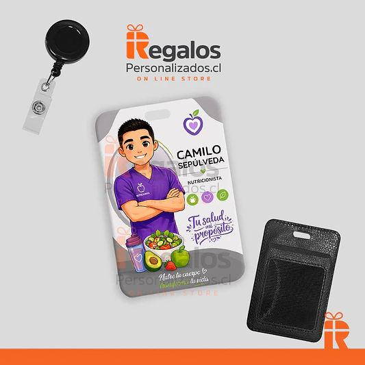 Porta credencial diseño Nutricionista varón 1