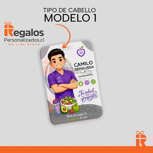 Porta credencial diseño Nutricionista varón 2