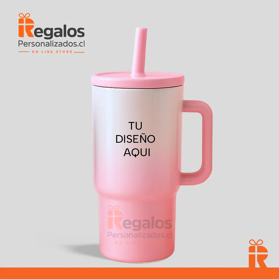 Mug térmico bicolor rosa personalizado 1
