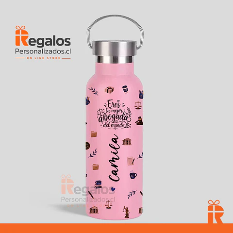 Botella térmica rosada diseño Abogada