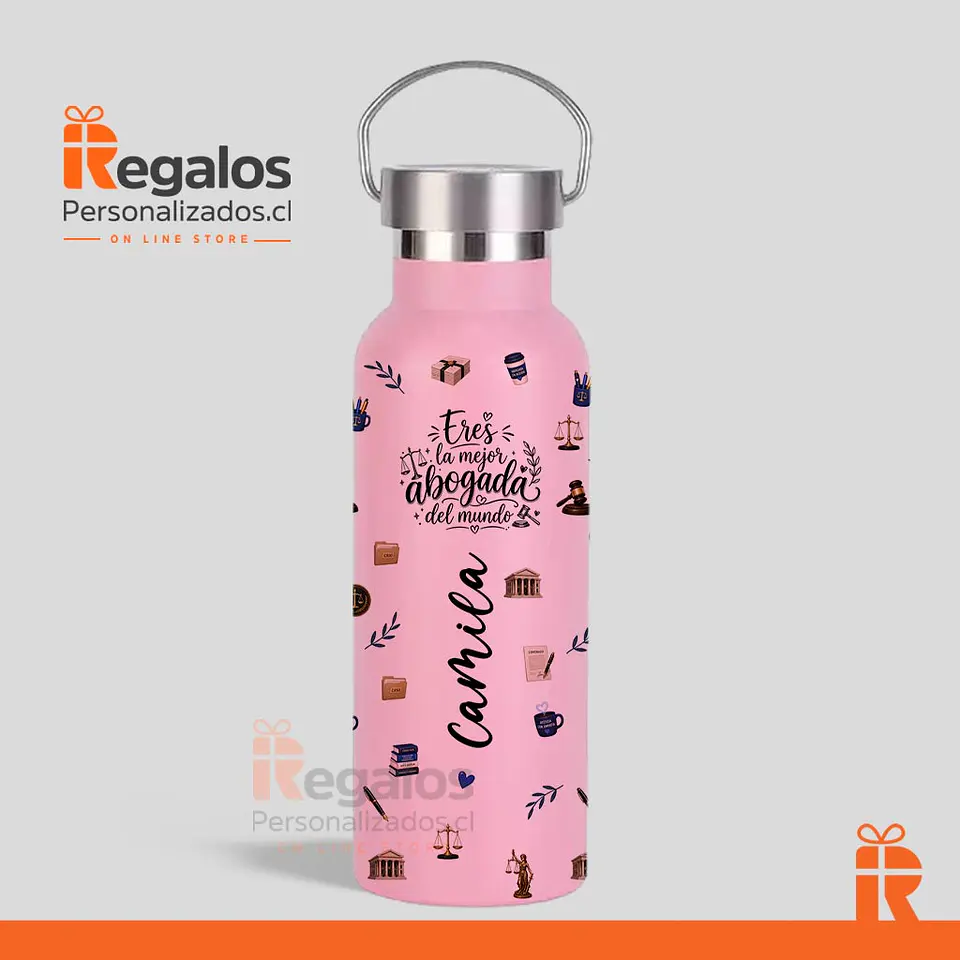 Botella térmica rosada diseño Abogada 1