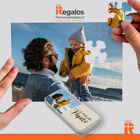 Puzzle en cajita metálica personalizado