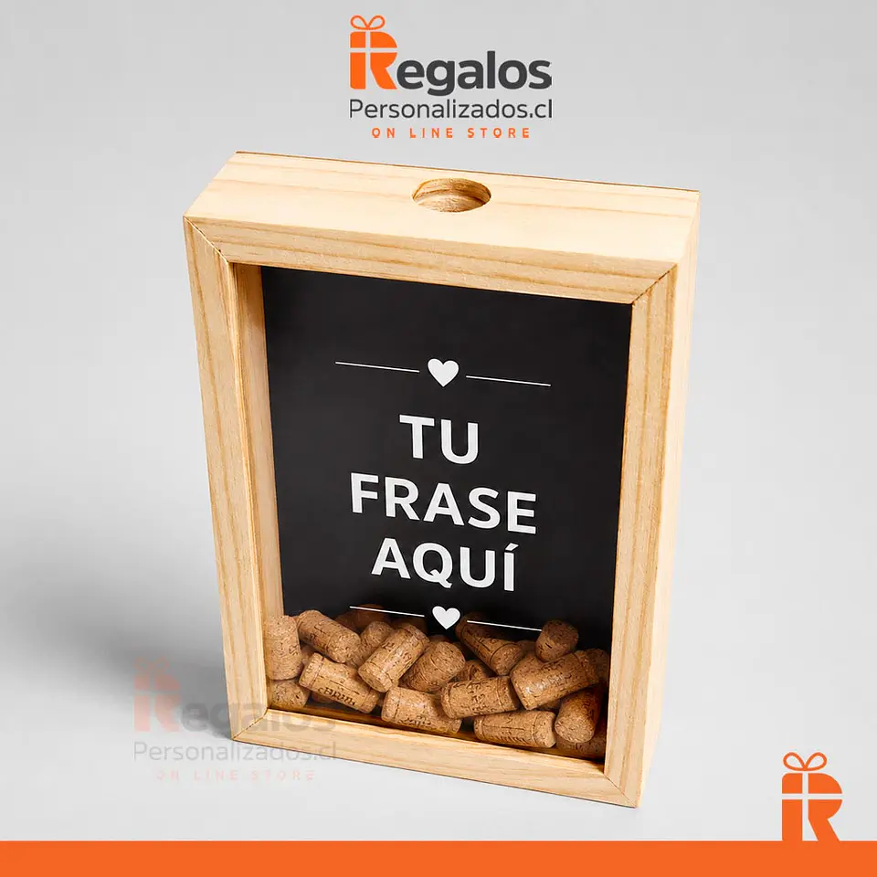 Alcancía guarda corchos 20x30 frase personalizada 1