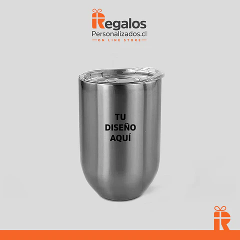 Mug vaso térmico plateado, 300cc