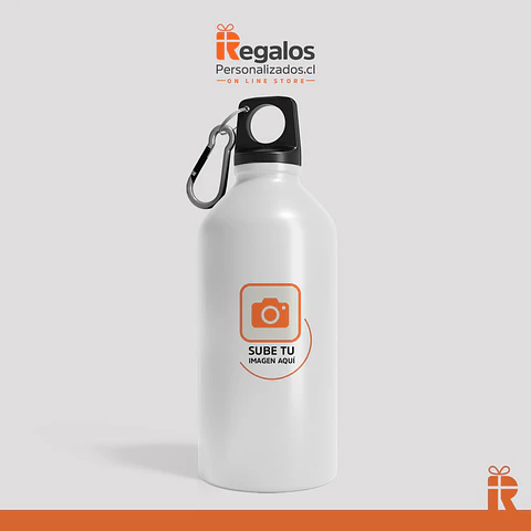 Botella de agua tapa rosca y mosqueton 600cc