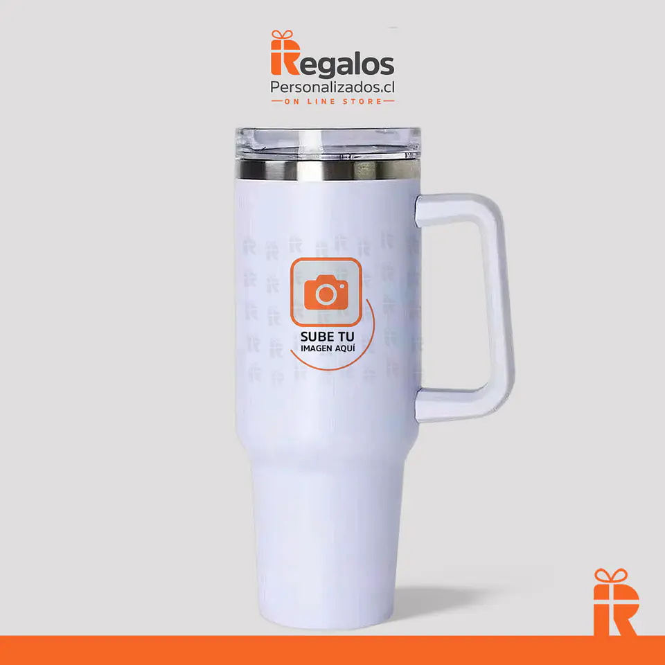 Tumbler térmico 1.2lt blanco personalizado 1