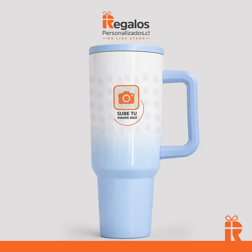 Tumbler térmico 1.2lt bicolor celeste, tapa antivuelco  1