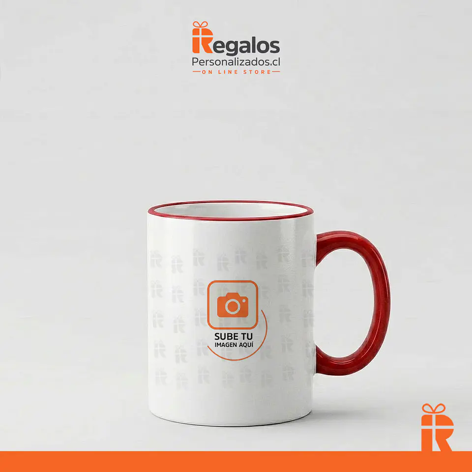 Tazón clásico borde y asa rojo, personalizado 1